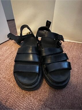 Dr. Martens Black Triple-Strap Leather Sandals